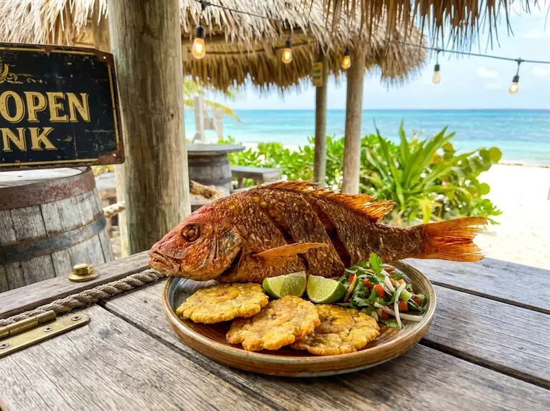 Whole fried snapper